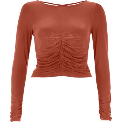 Copper ruched front fitted top